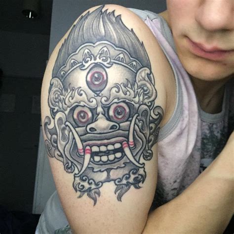 We are a professional tattoo studio with the highest quality equipment available on the market. Balinese Barong Mask done by Gaiton at Bruskull - Brussels, Belgium : tattoos