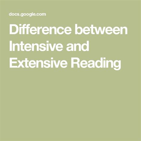 To prepare for it, we read scientific articles and picked out a few of those as examples. Difference between Intensive and Extensive Reading ...