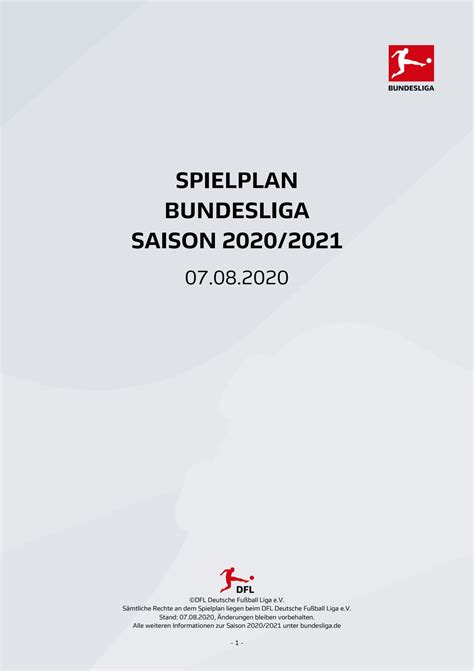 Hier können sie den aktuellen spieltag der bundesliga im liveticker verfolgen! Bundesliga Spielplan 2020/21 veröffentlicht - Deutsche ...