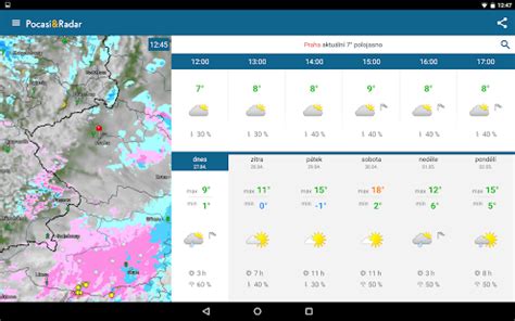 Radarové snímky slouží také pro upřesnění počasí. Počasí & Radar - Aplikace pro Android ve službě Google Play