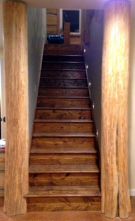 All prestained wood stair treads are finished with a coating of aluminum oxide which protects the stain. Wood treads and risers - Sustainable Lumber Company