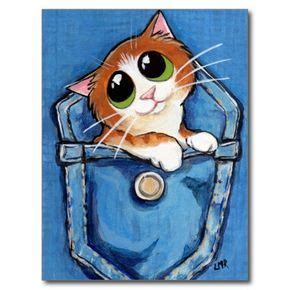 Cat art | fine art america. Ginger Kitten in Pocket Art Postcard | Zazzle.com ...