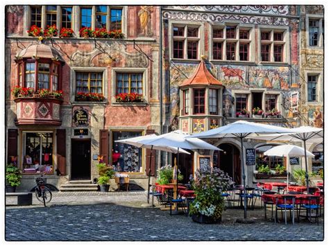 In den 1990 hinzugekommenen bundesländern entstand 2003 als erste route der ökumenische pilgerweg im historischen verlauf der via regia von görlitz nach vacha. Stein am Rhein - 2 | Architectuur, Vakwerkhuizen, Zwitserland