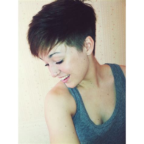 Cut your own hair short sides long top. Nose ring, pixie cut, undercut, freckles | Hair and Nails ...