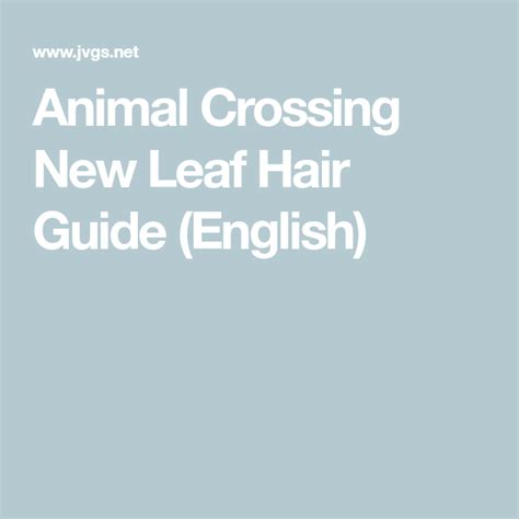 Unlike other guides, this one uses the exact wording of the english language versions. Animal Crossing New Leaf Hair Guide (English) | New leaf ...