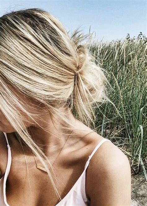 But we also travel for other reasons that require from just a bit to a lot more polish. Blonde bun. | Hair styles, Beach hair, Gorgeous hair