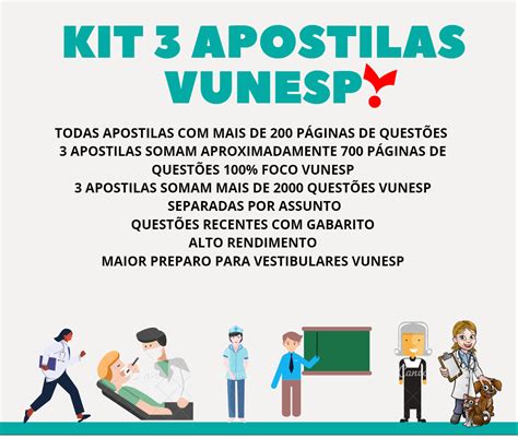 Cargos são de nível médio e superior, edital está previsto para este ano. KIT 3 APOSTILAS OBJETIVAS VUNESP - Ainda Vou Ser Medico