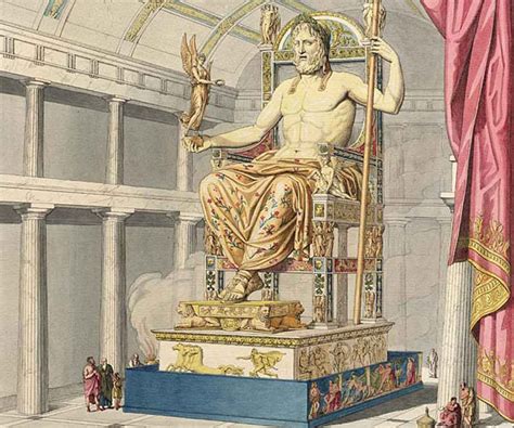 The statue of zeus at olympia was made of ivory and covered with gold leaf. The Olympian Gods Quiz | Infoplease