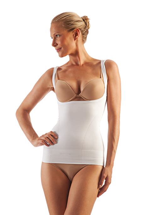 Portrait of a calm young perfect woman's body. At Surgical Women's Body Shaper Seamless Shapewear Open ...