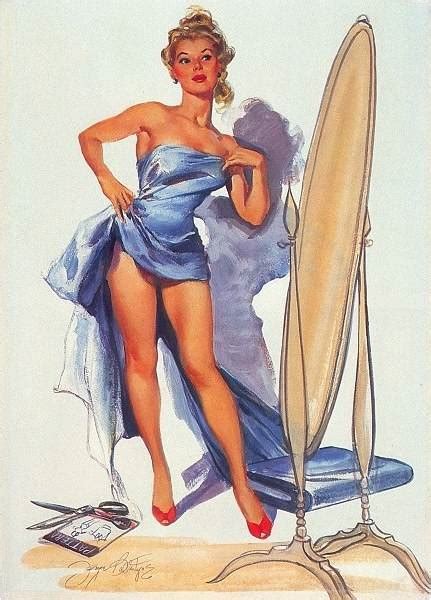 Many pictures featured a young woman in a situation that accidentally revealed her stocking tops and garters. Joyce Ballantyne Pin-Up artist | Posters y publicidad vintage