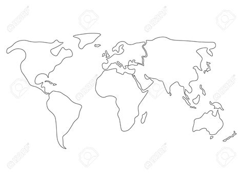 Karten von ländern und kontinenten zum ausdrucken. Weltkarte In Sechs Kontinenten In Schwarz - Nordamerika ...