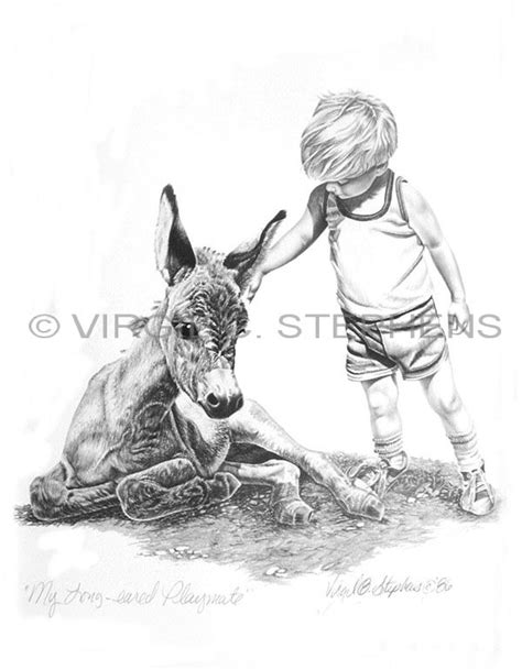 Find images of pencil drawing. pencil drawing of little child with his donkey by cowboy ...