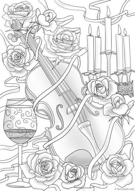 Jpg use the download button to see the full image of violin coloring pages download, and download it to your computer. Violin and Flowers - Printable Adult Coloring Page from ...