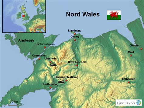 Zufrieden oder geld zurück garantie: Nord Wales von Borro13 - Landkarte für das Vereinigtes ...