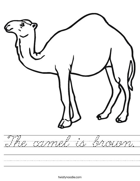 But if it's a camel is the ship of the desert, because this method is to talk about something in general by taking one of them as an example, it's but context matters. The camel is brown Worksheet - Cursive - Twisty Noodle