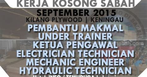 Sedang cari senarai terkini jawatan kosong di sabah? Kerja Kosong Di Kilang Plywood - Keningau | September 2015 ...