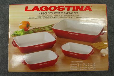 Top quality service · buy online only! 18 - Lagostina 4 Piece Stoneware Baking Set up for bids at ...