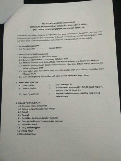 Kuota 10 peratus sahaja guru semenanjung di sabah dan sarawak. Iklan Permohonan Guru Interim KPM Sekolah Menengah ...