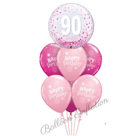 Select a lovely balloon from our huge selection below. 90th Birthday Pink Confetti Bubble Balloon Bouquet