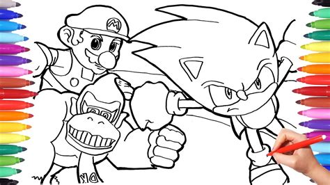 Mario coloring pages sonic vs mario coloring pages how to draw Splendi Mario And Sonic Coloring Pages - Drive2vote