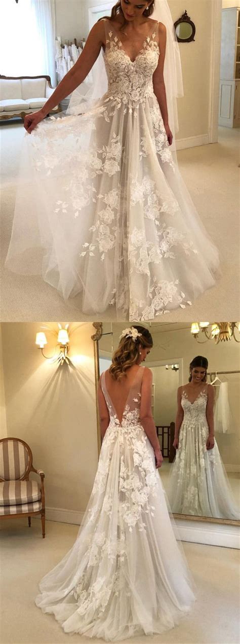 Schönste brautkleid für den schönesten tag. Prinzessin Style A-Linie mit V-Ausschnitt Tüll bodenlangen ...