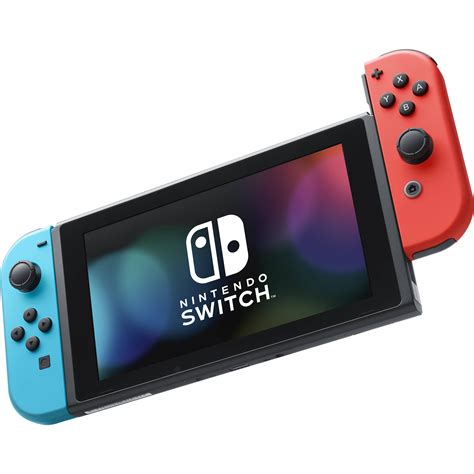 Internet access required for online features. Nintendo Switch with Neon Blue and Red Controllers ...