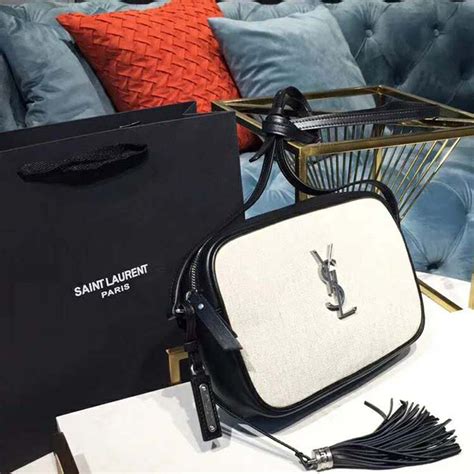 Saint laurent lou camera bag grey. Saint Laurent YSL Women Lou Camera Bag Linen Canvas Leather