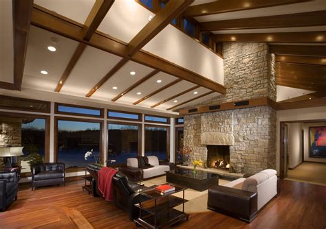Faux wooden beams are attached to the ceiling, fanning out over the spacious kitchen island. Vaulted Ceilings Pros and Cons Myths and Truths Sample Of ...
