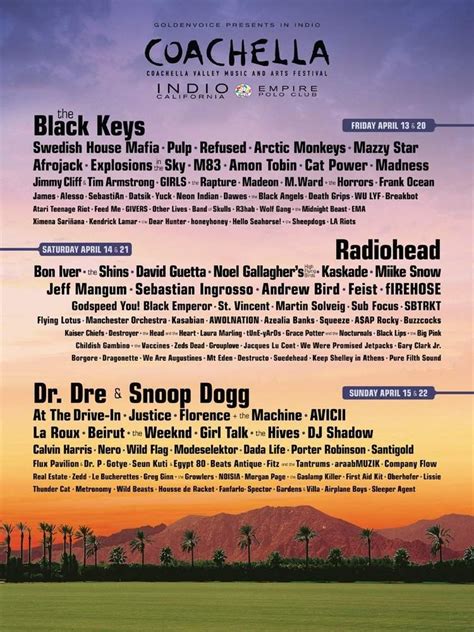 Coachella 2012 Lineup: Black Keys, Radiohead and Dr. Dre & Snoop Dogg ...