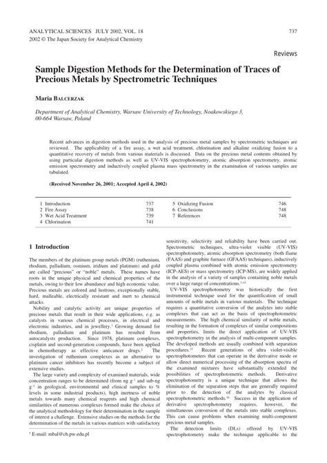 Acid digestion of oils for metals analysis by atomic absorption. (PDF) Sample Digestion Methods for the Determination of ...