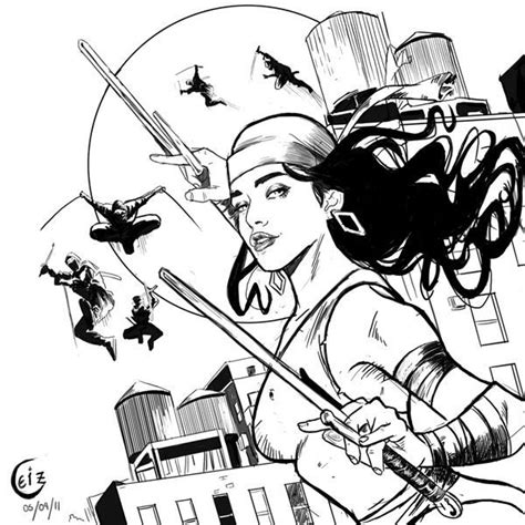 Our free coloring pages for adults and kids, range from star wars to mickey mouse. Elektra by Leila Leiz | Comic art, Comic illustration, Elektra