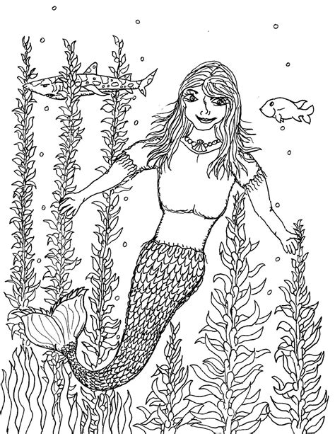 Kelp bass printable coloring page: Robin's Great Coloring Pages: Mermaid in Kelp Forest