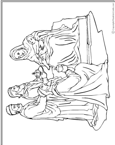 Owls black and white background. Wisemen at the Nativity Coloring Page