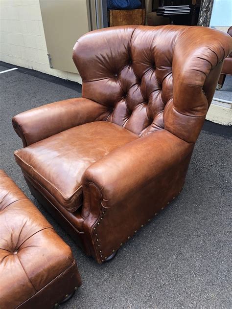 Quality leather chairs shipped direct to you. Super Luxe Ralph Lauren Tufted Leather Writer's Club Chair ...