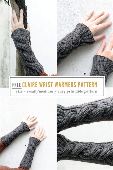 And for even more creative and totally free patterns for arm warmers, fingerless gloves, mitts, wrist warmers and the like, do check out some of our other favorites here at. Claire's Cable Knit Wrist Warmers | Free Knitting Patterns ...