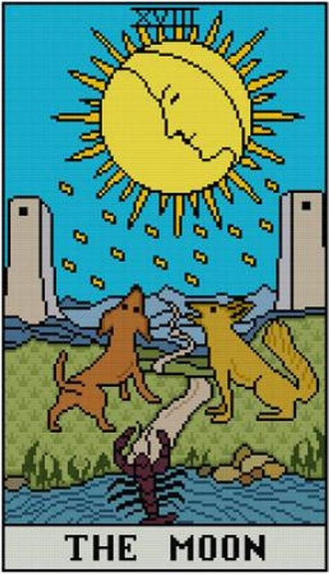 In the upright position it should be taken as a warning sign, while in the reversed position it announces calmer, brighter times. The Moon Tarot Card cross stitch pattern PDF Major Arcana ...