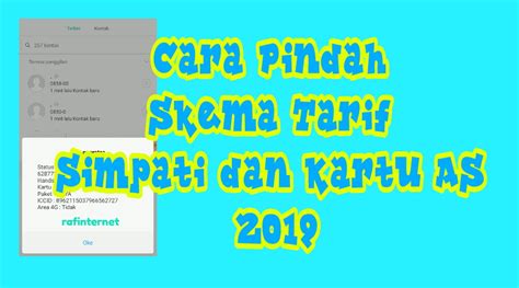 Karena adanya biaya berlangganan setiap bulannya, yaitu 3. Cara Pindah Skema Tarif Simpati dan Kartu As 2019 - Mas Raffi