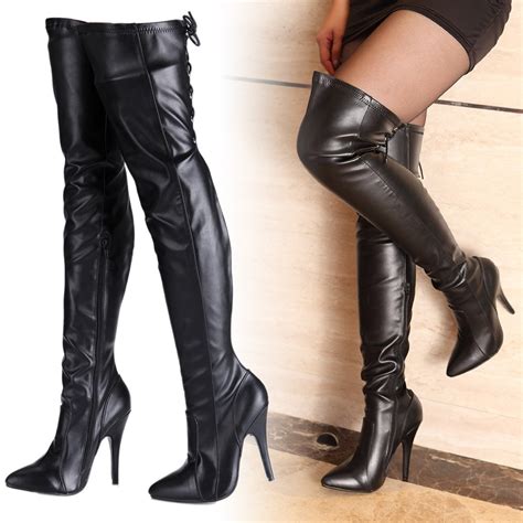 Women's high heel mid calf boot military buckle lace up motorcycle rivet shoes. Aliexpress.com : Buy Big size over knee high women boots ...