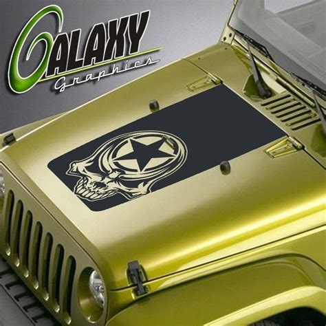 How to launch a successful vinyl. Jeep Wrangler Blackout Hood Decal Military Army Star Skull ...