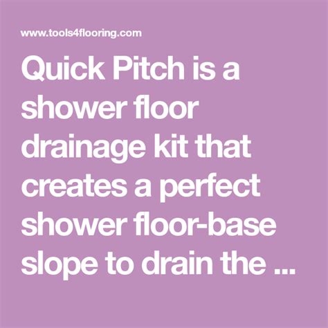 Shower floor drainage kit from quick pitch is designed to give your shower floor drainage system a perfect 1/4 slope for your. Quick Pitch Standard Shower Kit | Shower kits, Shower ...