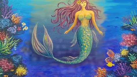 Acrylic painting art tutorials twice weekly, live on youtube. 1:35:59 MERMAID Acrylic Painting Tutorial (Coral Reef Part ...