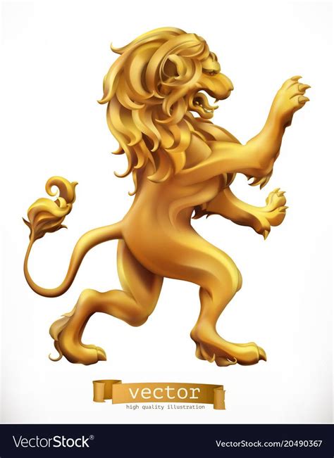 Discover 2 gold lion logo designs on dribbble. Golden lion emblem 3d realistic icon vector image on ...