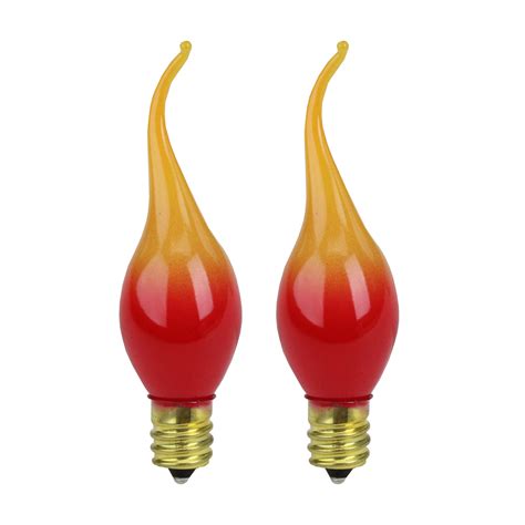 Pack of 2 Red and Yellow Flame Electric Candle Lamp Replacement Light ...