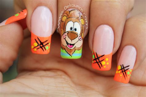 Aquí te dejamos unas cuantas fotos de uñas decoradas. Decoración de uñas caricatura león | Uñas decoradas con ...