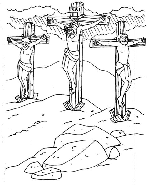 A bible coloring page illustrating that god so loved the world that he gave his one and only son, that whoever believes in him shall not perish but have eternal life. Jesus And The Cross Coloring Pages - Coloring Home