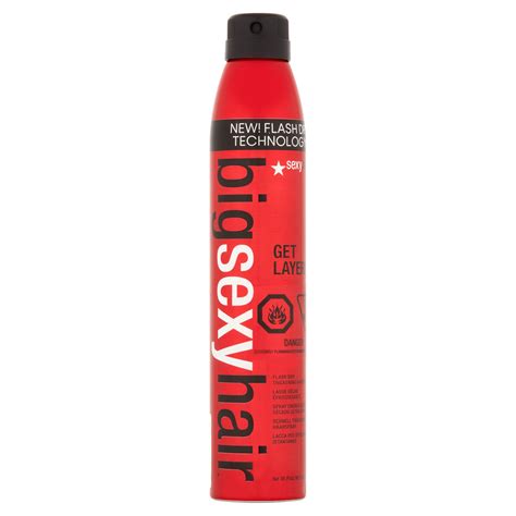 This buildable hairspray, with flash dry technology, provides up to 72 hours of humidity resistance. BIG SEXY HAIR GET LAYERED FLASH DRY THICKENING HAIRSPRAY ...