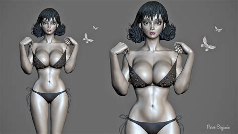 Free graphics stuff for all. 3D model Asian Female body Mesh ZBrush VR / AR / low-poly ...