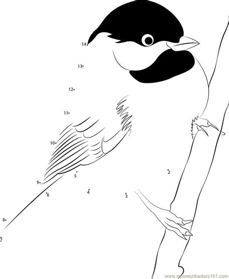 Select from 35919 printable crafts of cartoons, nature, animals, bible and many more. Black Capped Chickadee On Tree Connect Dots | Mermaid ...