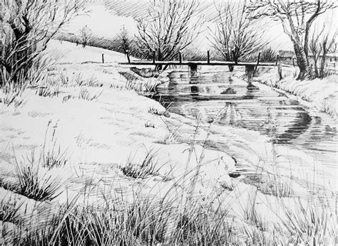 Trees in the Landscape. 2015 Pen& Ink. Glyn Overton | Landscape sketch, Landscape, Landscape ...