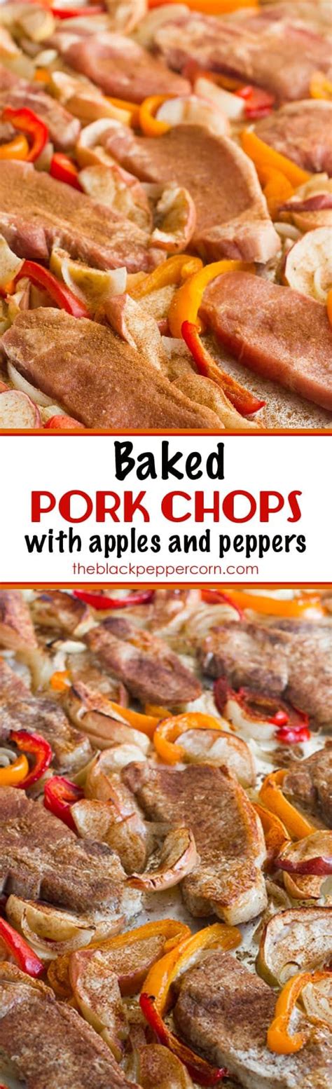 The pork chops will cook low at only 325 degrees f tryed this tonite with a thicker cut of chop added some garlic powder as well. Baked Pork Chops with Apples and Peppers Recipe - How to ...